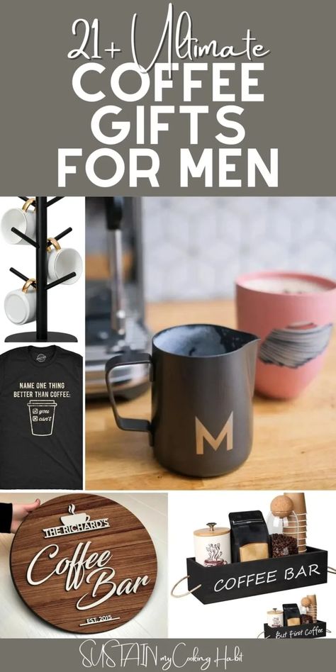 Coffee-Themed Gifts for Men – Sustain My Craft Habit Barista Gift Ideas, Coffee Related Gifts, Gifts For Coffee Lovers Guys, Coffee Gift Basket Ideas For Men, Coffee Accessories Gift Ideas, Coffee Gifts Ideas, Coffee Lover Gift Ideas, Coffee Present, Espresso Gifts