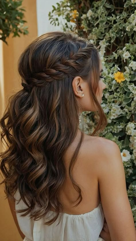 Braid Hairdo For Short Hair, Cute Prom Hairstyles Short Hair, Short Hair Ideas For Bridesmaids, Short Hair Hairstyles For Curly Hair, Junior Bridesmaid Hair Short, Braided Hair Styles For Wedding, Prom Hair For Short Curly Hair, Bridesmaid Simple Hairstyles, Fancy Hairstyles For Short Hair Weddings