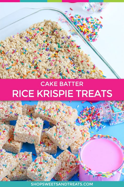 Rice Krispie Treats Birthday, Birthday Rice Krispie Treats, Rice Krispie Treats Cake, Rice Krispie Cakes, Krispy Treats Recipe, Rice Crispy Treats Recipe, Homemade Rice Krispies Treats, Rice Krispie Treats Recipe, Funfetti Cake Mix