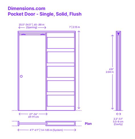 A solid flush pocket door is a type of door that features a solid core with a flush surface, creating a seamless and streamlined appearance. The door is usually made of solid wood or composite material, providing strength and durability. The pocket door design allows the door to slide smoothly into a pocket in the wall, creating an unobstructed opening and saving valuable floor space. Downloads online #pocketdoor #doors #construction #buildings Sliding Glass Pocket Doors, Pocket Door Detail Drawing, Closet Pocket Door Ideas, Pocket Door Design, Pocket Doors Diy, Single Pocket Door, Pocket Doors Bathroom, Glass Pocket Door, Single Sliding Door