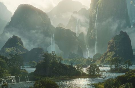 Digital Matte Painting, Dylan Cole, Fantasy Worlds, Fantasy Places, Matte Painting, Art Landscapes, Fantasy Art Landscapes, World Building, Environment Concept Art