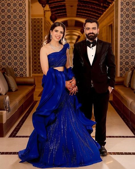 Gaurav Gupta (@gauravguptaofficial) • Instagram photos and videos Electric Blue Lehenga, Gaurav Gupta, Golden Dress, Blue Lehenga, A Night To Remember, Indian Wedding Outfits, Mermaid Gown, Wedding Outfits, Blue Waves