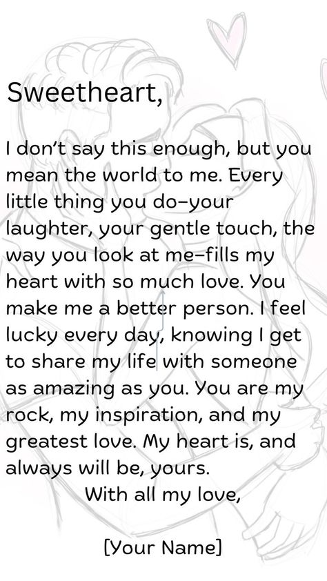 I don’t say this enough, but you mean the world to me. Every little thing you do—your laughter, your gentle touch, the way you look at me—fills my heart with so much love. You make me a better person. I feel lucky every day, knowing I get to share my life with someone as amazing as you. You are my rock, my inspiration........ positive quotes for life happiness // manifestation affirmations // cute love letters to boyfriend #relationships #powerfulaffirmations #lawofattraction Affirmation For Boyfriend, Words Of Affirmation For Boyfriend, Cute Love Letters To Boyfriend, Cute Love Letters, Letter For Boyfriend, Boyfriend Relationships, Love Letter For Boyfriend, Positive Quotes For Life Happiness, Love You Boyfriend