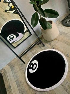 #BlackHomeDecor #BlackInterior #BlackDecor #ModernBlackDecor #BlackAndWhiteStyle #BlackDesign #MonochromeDecor #DarkHomeDecor #BlackVibes #HomeDecorInBlack Cool Rug Aesthetic, 8 Ball Decorations, Y2k Decorations Room, Stussy 8 Ball Rug, Magic 8 Ball Rug, Y2k Carpet, Streetwear Rug, Eight Ball Rug, Magic 8 Ball Aesthetic