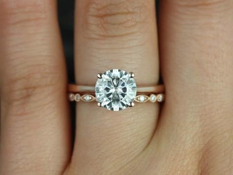 Solitaire Wedding Set, Halo Wedding Set, Diamond Wedding Sets, Round Solitaire, Forever One Moissanite, Stylish Rings, Engagement Band, Dream Engagement Rings, Dream Engagement