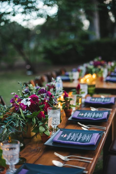 jewel toned centerpiece Dahlia Centerpiece Wedding, Peonies Wedding Centerpieces, Jewel Tone Wedding Flowers, Wedding Flower Arrangements Table, Jewel Toned Wedding, Lighted Centerpieces, Lush Wedding, Jewel Tone Wedding, Jewel Wedding