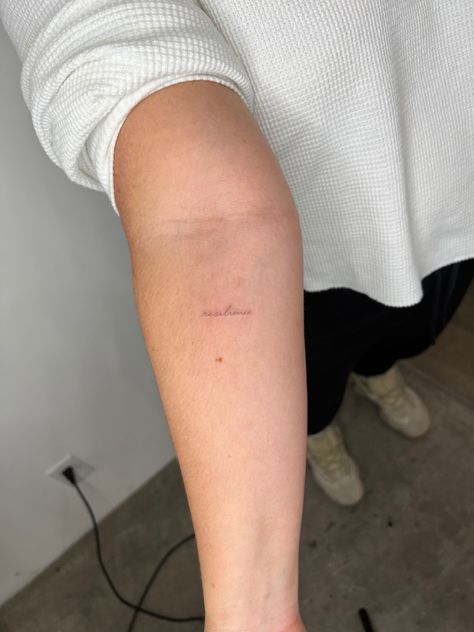 Small Tattoos Resilience, Joey Hill Tattoo, Sadie Robertson Tattoo, Small Script Tattoo, Resilient Tattoo, Resilience Tattoo, Simple Arm Tattoos, California Tattoo, Pink Tattoo