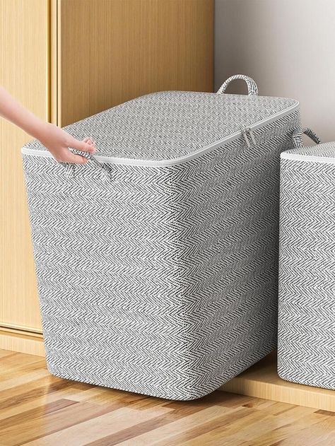 1pc Grey Quilt Storage Bag | SHEIN USA Creating Storage, Dirty Clothes Basket, Clothes Storage Boxes, Toy Storage Bags, Storing Clothes, Quilt Storage, Decor Shopping, Clothes Basket, Foldable Storage