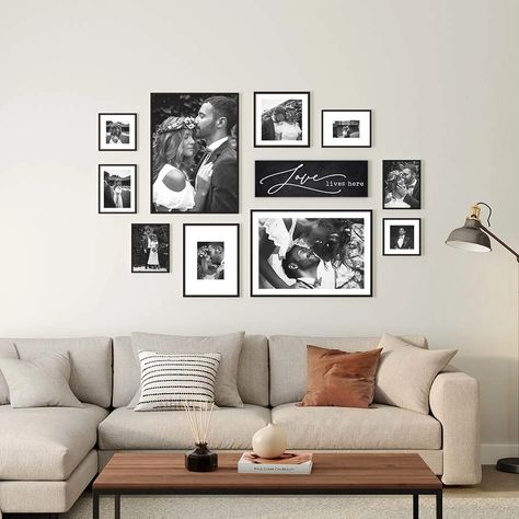 Mixtiles - Turn your photos into affordable, stunning wall art Picture Collage Wall Living Room, Living Room Wall Collage Ideas, Photo Gallery Wall Living Room, Wall Collage Living Room, Family Photo Wall Collage, Collage Living Room, Family Wall Collage, Family Photos Wall Decor, Picture Wall Living Room