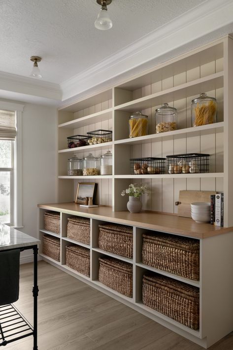 Open Pantry, Ikea Desk Hack, Mcgee Home, Pantry Room, Pantry Remodel, Pantry Shelving, Kitchen Pantry Design, Studio Kitchen, Pantry Design