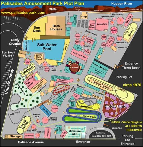 Palisades Amusement Park Map Amusement Park Map, Amusement Park Plan, Palisades Amusement Park, Theme Park Planning, Theme Park Map, Sky Ride, Map Illustrations, Plot Plan, Color Transparency