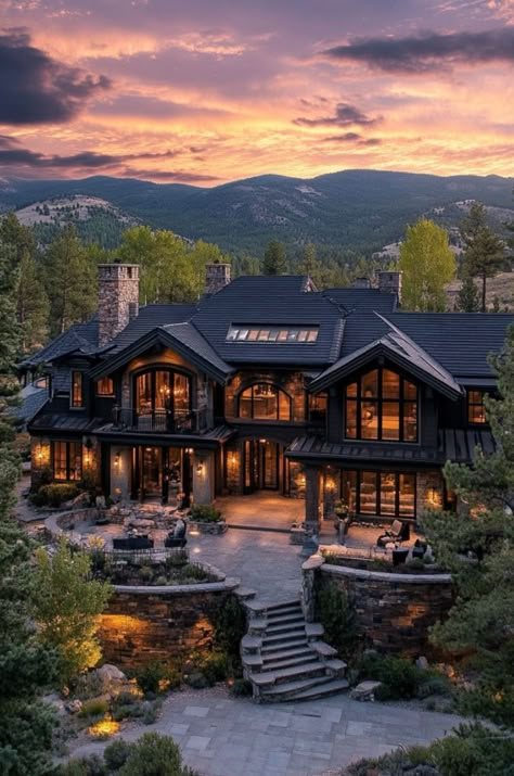 Forest House Mansion, Dreamy Houses Exterior, Cozy Mansion Exterior, Winter Cabin Mansion, Utah Mansions, Woods Mansion, Mansion Woods, Ski Lodge Exterior, Nice Houses Dream Homes