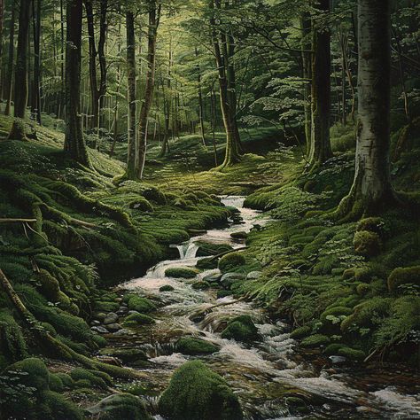 Prompt 👉Stream flowing through a lush green forest, in the middle of nowhere, painting, Alexandre Bogen, mossy green carpet, wallpaper - 1 0 2 4, green forest, tranquility, peacefulness, trends, very detailed, photorealism] 👉 if Like, please Follow and Share AI Graphics Studio 👇Contact on WhatsAPP: http://tiny.cc/aigraphicsstudio #aigraphicsstudio #AI #DigitalMarketing #digitalartist #digitalart #digital #creativephotography #designinspiration #graphicdesigner #smallbusinessbigdreams #autom... Forest Stream Photography, Mossy Forest Aesthetic, Moss Green Aesthetic, Carpet Wallpaper, Moss Forest, Mossy Forest, Forest Graphic, Lush Green Forest, Fairy Paintings