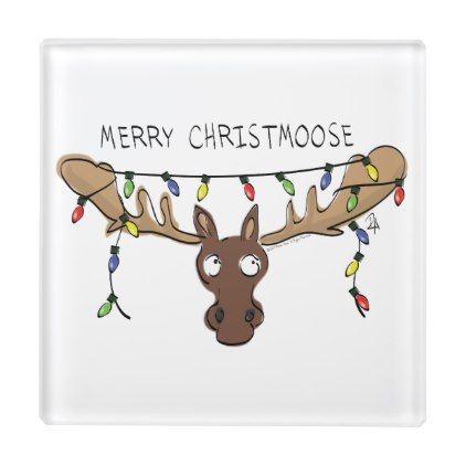 Christmas Moose Cute Funny Holiday Animal Glass Coaster Merry Christmoose, Fun Christmas Cards, Christmas Moose, Peanuts Christmas, Glass Coaster, Funny Holiday, Funny Christmas Cards, Paper Coaster, Pet Holiday