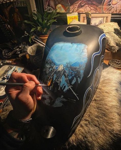 Painted Motorcycle, Gas Tank Paint, Women And Animals, Motorcycle Paint, Tank Art, Custom Tanks, Motorcycle Tank, Motorcycle Painting, Motorcycle Art