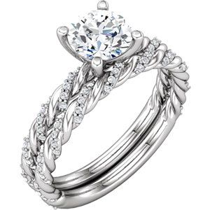 122673 14kt White 1/8 CTW Diamond Semi-mount Engagement Ring for 5.8mm Round Center Swirl Engagement Ring Set, Swirl Engagement Rings, Twisted Band Ring, Engagement Sets, Diamond Engagement Rings Vintage, Pave Engagement Ring, Vintage Diamond Rings, Diamond Bridal Sets, Beautiful Engagement Rings