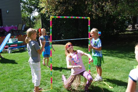 Limbo - made by a friend from PVC & tropical colored Duct Tape Diy Limbo, Tropical Theme Party, Hawaiian Birthday Party, Hawaiian Birthday, Relay For Life, Shark Party, Beach Birthday, Tropical Theme, Luau Party