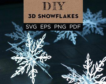 Etsy :: Your place to buy and sell all things handmade Winter Bookmarks, Paper Ornaments Diy, Butterfly Baby Shower Decorations, 3d Paper Snowflakes, Winter Clip Art, 3d Snowflake, Winter Stickers, Winter Printables, Snowflake Svg