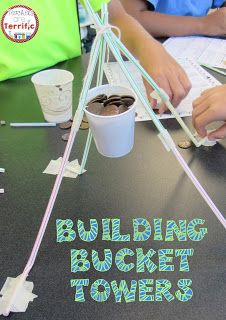 #STEM Challenge: Build a tower to support a bucket of pennies! Stem Night, Science Experience, Stem Club, Newton's Cradle, Stem Engineering, Stem Classes, Stem Elementary, Teaching Stem, Stem Lab