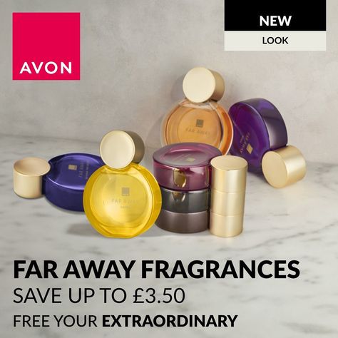 Two reasons to get excited: 1️⃣ you can save up to £3.50 on all Far Away Fragrances 2️⃣Far Away now have a bold new look & are easier to recycle 😍 Want to see for yourself? DM to order 💕 shopwithmyrep.co.Uk/Avon/05277021 You can go to@my shop@just click on my name or profile #FarAway #FarAwayOffer #FarAwayFragrance Avon Cosmetics, Avon Beauty, Cosmetics Products, Line Store, Get Excited, New Look, Fragrance