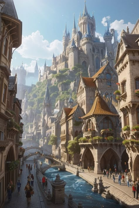 Elven City, Space Halloween, Fantasy Castles, Sci Fi Space, Steampunk City, Fantasy Architecture, Steampunk Fantasy, Fantasy Town, Royal City