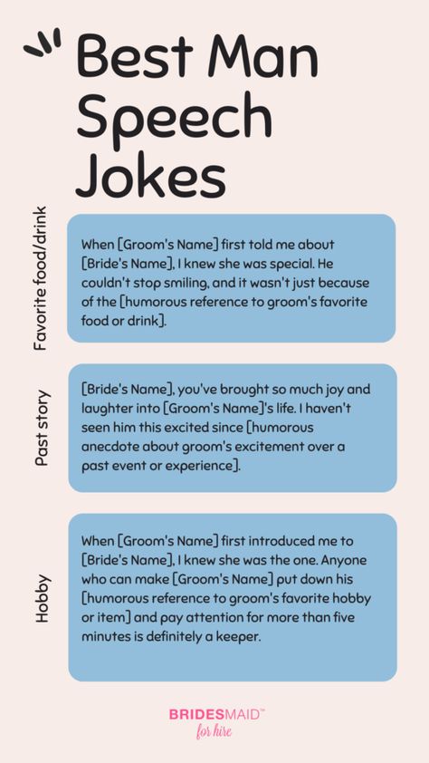 The Ultimate Guide to Writing a Funny Best Man Speech - Bridesmaid For Hire Speech Bridesmaid, Best Man Speech Examples, Best Man Speech Template, Funny Best Man Speeches, Bride Wedding Speech, Groom Wedding Speech, Wedding Officiant Speech, Man Tips, Speech Examples