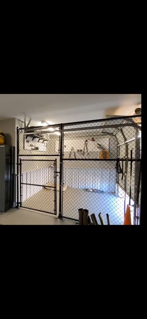 Luxurious Dog Room, Dog Bed In Garage, Dog Room Multiple Dogs, Garage With Dog Kennel, Muck Room Ideas, Dog Set Up In Garage, Dog Kennel Basement, Indoor Dog Kennels Ideas, Dog Room Garage