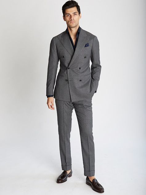 Meet the Japanese Brand Rethinking Italian Tailoring | GQ Japanese Suit, Double Breasted Suit Men, Ring Jacket, Grey Suit Men, Black Suit Men, Classy Suits, Italian Suit, Dress Suits For Men, Designer Suits For Men