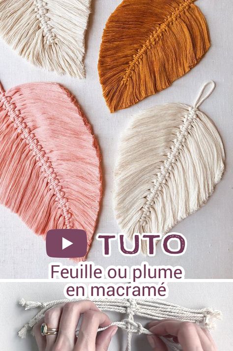 Dans ce tutoriel vidéo apprenez à créer pas à pas une feuille ou une plume en macramé 👉 mon matériel : cordon macramé 3 mm https://amzn.to/3y1dCVj Macrame Wedding Decor, Pola Macrame, Tutorial Macramé, Macrame Feathers, Macrame Knots Tutorial, Macrame Supplies, Macrame Knots Pattern, Macrame Wall Hanging Diy, Macrame Wall Hanging Patterns