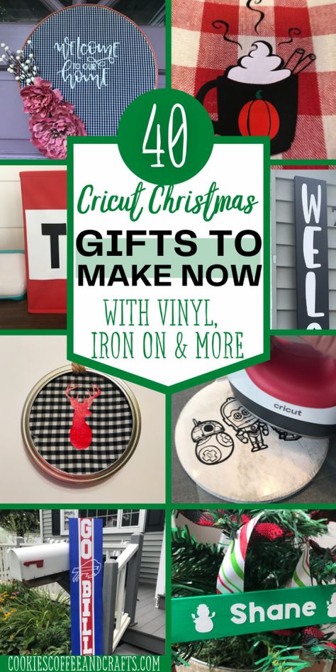 Christmas Gifts With The Cricut, Christmas Gifts From Cricut, Christmas Gifts Cricut Diy, Holiday Cricut Ideas, Christmas Crafts For Adults Cricut, Easy Diy Cricut Christmas Gifts, Htv Christmas Gifts, Christmas Projects With Cricut, Family Cricut Gifts