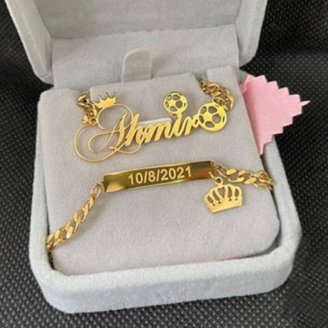 Customize Jewelry, Crown Bracelet, Cute Couple Gifts, Sports Jewelry, Expensive Jewelry Luxury, Necklace Name, Bar Bracelet, Personalized Football, Jewelry Accessories Ideas