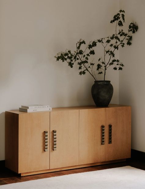 Fielder Modern Birch Sideboard Natural Wood Sideboard, Media Consoles, Furniture Mall, Mid Century Sideboard, Living Room Stools, Solid Wood Sideboard, Burnished Brass, Cleaning Wood, Table Cafe