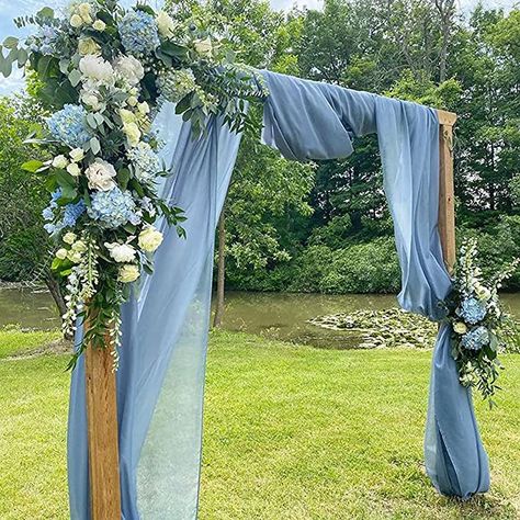 Amazon.com: Dusty Blue 5 Yard Solid Color Chiffon Sheer Fabric by The Yard for Wedding Party Event 180 Inches Draping Arch Decoration Event Draping, Blue Green Wedding, Wedding Arches Outdoors, Wedding Draping, Baby Blue Weddings, Blue Wedding Decorations, Yard Wedding, Arch Decoration, Arch Flowers