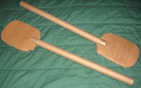 Cardboard Oars by Flood7585 on DeviantArt Cardboard Canoe Diy, Diy Oars How To Make, Cardboard Boat Ideas, Cardboard Boat Race Design, Cardboard Props Diy, Cardboard Boat Diy, Making A Boat Out Of Cardboard, Cardboard Waves, Cardboard Canoe