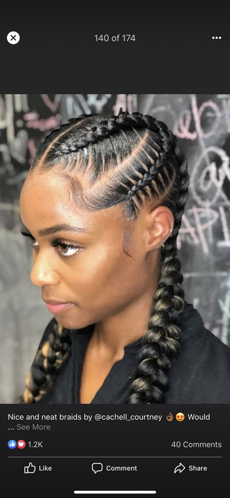 Jumbo Feed In Braids, Braids For 2023, Feedin Braids, Cornrow Braid Styles, Two Braid Hairstyles, Feed In Braids Hairstyles, Feed In Braids, Goddess Braids Hairstyles, Braided Cornrow Hairstyles