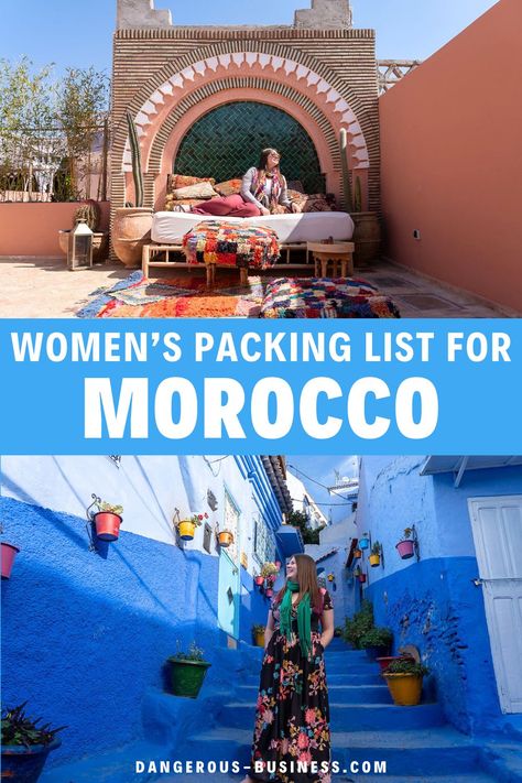 Planning a trip to Morocco? Be sure to check out this ultimate packing list for women before you go! You might be wondering what you should wear in Morocco to feel comfortable, and I've got all the tips you need to know plus a packing list you can follow to prepare for your trip! Packing For Morocco For Women, Morocco Attire, What To Pack For Morocco, Morocco Packing List Women, What To Wear In Morocco For Women, Morocco Packing List, Morocco Packing, Womens Packing List, Packing List For Women