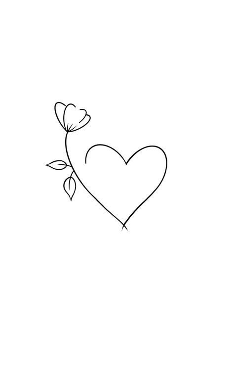 Heart Into Flower Tattoo, Heart Flower Tattoo Design, Lily Heart Tattoo, Fineline Heart Tattoo, Heart And Flower Tattoo, Flower Heart Tattoo, Two Hearts Tattoo, Heart Flower Tattoo, Simple Heart Tattoos