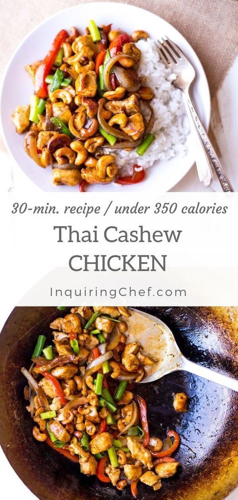 Thai Cashew Chicken, Healthy Weeknight Dinners, Cashew Chicken, Recipes Vegetarian, Asian Cooking, Asian Dishes, Thai Recipes, Healthy Meal Prep, Weeknight Dinner