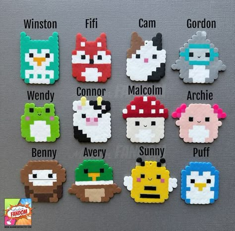 Perler Beads Birthday Ideas, Melt A Beads Pattern, Perler Beads Ideas Squishmallow, Melty Bead Patterns Squishmallow, Cute Hama Bead Ideas Easy, Hama Beads Squishmallow, Cute Birthday Ideas Gifts, Perler Bead Fridge Magnets, Hama Beads Gifts Ideas