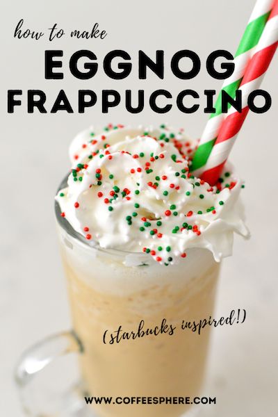 Eggnog Frappuccino, Christmas Frappuccino, Eggnog Smoothie, Frappe Drinks, Frappuccino Recipes, Copycat Drinks, Copycat Drink Recipes, Frappuccino Starbucks, Frappe Recipe