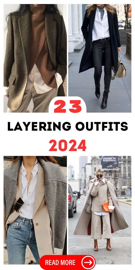 Transform your style with our versatile layering outfits dress ideas. Learn how to extend the life of your favorite dresses through the seasons by pairing them with turtlenecks, blazers, or leggings. Our guide offers endless inspiration for dressing up or down with ease. How To Layer Clothes For Work, Fall Outfits Women Layers, Layer Up Winter Outfit Ideas, Layers Outfits Fall, Layering For Fall Outfit Ideas, Layering Women Outfit, Layer Blazer Outfit, Dress In Layers Fall Outfits, Layered Look Clothing