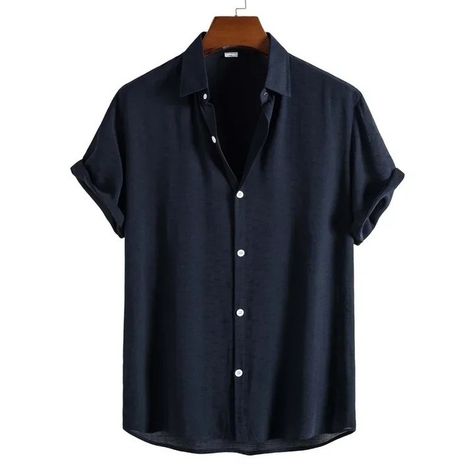 Men's Classic Short Sleeve Vacay Shirt https://kouwi.com/product/mens-classic-short-sleeve-vacay-shirt/ Mens Trendy Outfits, Camisa Social, Solid Color Shirt, Mens Casual Outfits, Casual Summer Outfits, Casual Jeans, Hoodie Jacket, Types Of Shirts, Sleeve Styles