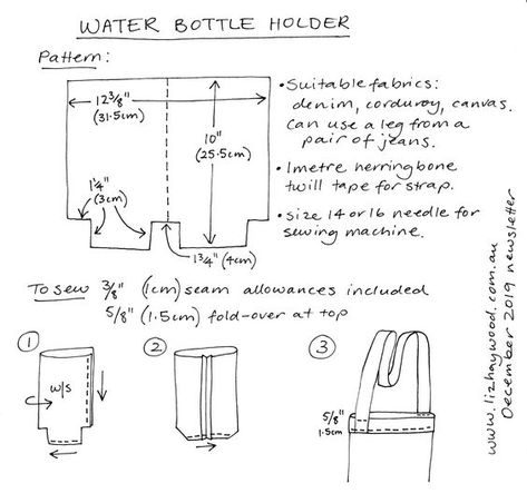 Free pattern: water bottle holder - The Craft of Clothes Sewing Bottle Bag, Water Bottle Carrier Diy Free Pattern, Water Bottle Holder Pattern Sewing, Water Bottle Bag Sewing Pattern, Diy Water Bottle Holder, Water Bottle Holder Pattern, Diy Water Bottle, Box Bags, Diy Sewing Gifts