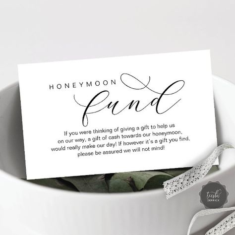 Wedding Honeymoon Fund, Wish, Modern minimal Enclosure Card Wedding Honeymoon Fund, Bridal Shower Registry, White Themed Wedding, Honeymoon Wish, Wedding Fund, Wedding Stationery Ideas, Honeymoon Fund, Wedding Details Card, Wish Card