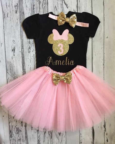 Pink and Gold Personalized Minnie Mouse 3rd Birthday Shirt & Tutu, Minnie Birthday Shirt and Tutu, Minnie Mouse Pink and Gold 3rd Birthday Tutu Minnie, Minnie Mouse Outfit, Minnie Mouse Theme Party, Minnie Mouse Birthday Party Decorations, Minnie Mouse Tutu, Minnie Mouse 1st Birthday, Mouse Outfit, Minnie Birthday Party, Birthday Party Girl