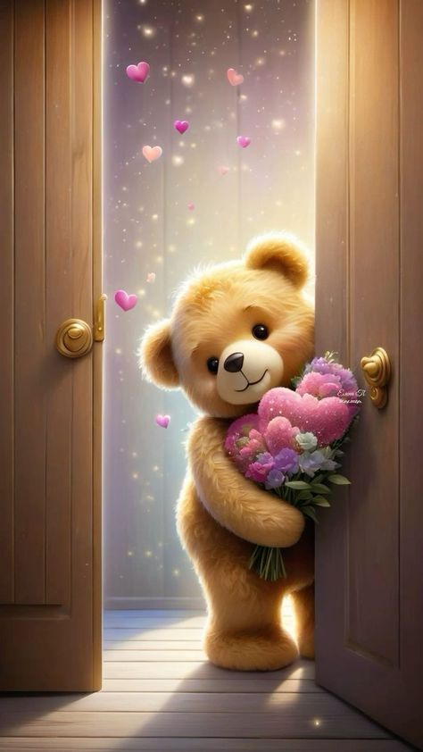 Heart Teddy Bear, Best Teddy Bear, الفن الرقمي, Teddy Bear Wallpaper, Teddy Day, Birthday Wishes Flowers, Teddy Bears Valentines, Happy Birthday Wishes Cake, Android Wallpaper Art