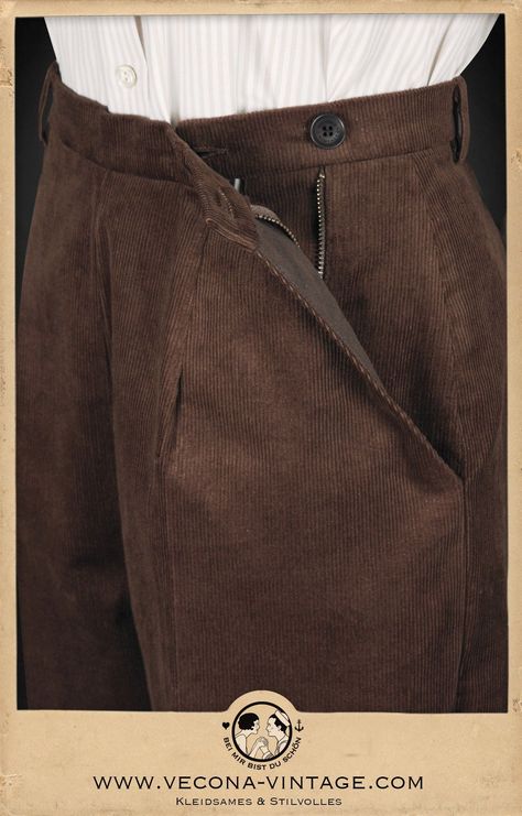 1940s ladies corduroy SLACKS trousers 100% cotton brown garconne 1930 1940 Material Exploration Fashion, 1940s Trousers Women, Ladies Pants Pattern, Adjustable Trousers, Corduroy Clothing, Forest Exploring, Vintage Slacks, Adjustable Waist Pants, Dandy Look