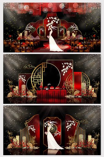 Background Stage, Asian Wedding Decor, Red Gold Wedding, Chinese Wedding Decor, Chinese Theme, Palace Wedding, Wedding Stage Design, Chinese Decor, Chinese New Year Decorations