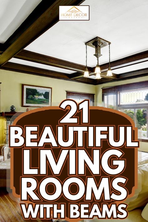 Decorative Beams Living Rooms, Timber Beams Living Room, Living Room With Faux Beams, Living Room Designs With Beams, Half Vaulted Ceiling With Beams, How To Decorate Beams In House, Living Rooms With Beams On Ceiling, Painted Ceilings With Beams, Ceiling Beams In Open Floor Plan