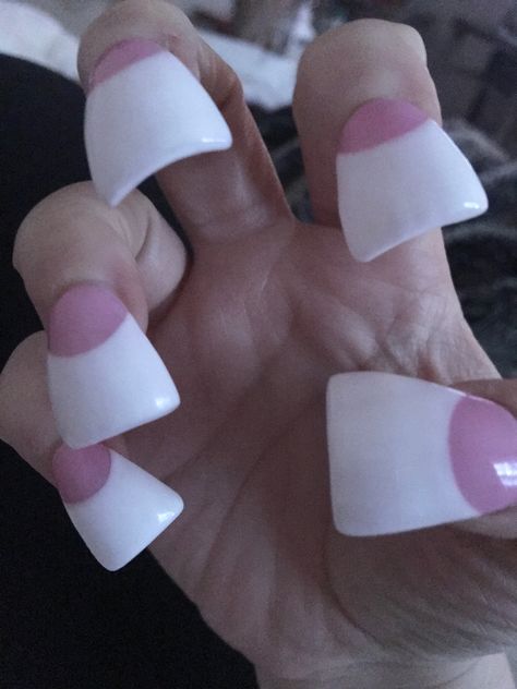 Nails For France, Duck Tip Nails, Palm Dessert, Ugly Nails, Funny Nails, Rounded Acrylic Nails, Flare Nails, Pink Tip Nails, Bad Nails